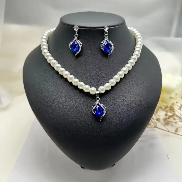 Elegant Pearl Jewelry Set for Women – Waterdrop Pendant Necklace & Matching Earrings