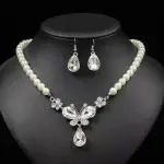 European & American Style Pearl Jewelry Set – Bridal Gem Necklace & Earrings