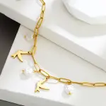 Gold Plated Bird & Pearl Charm Anklet – Elegant Chain Jewelry for Women