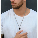 Mens Oval Round Pendent - Silver Edition