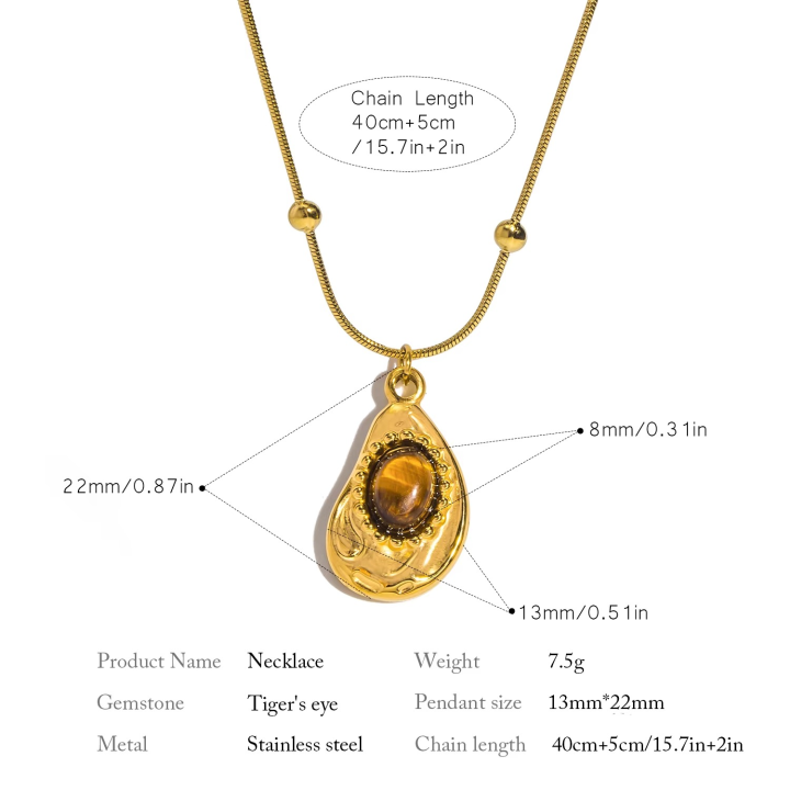 Tiger’s Eye Waterdrop Necklace